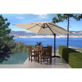 Parasol déporté et rotatif 3 x 3m écru degrés PALATINO
