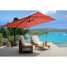 Parasol déporté et rotatif 3 x 4 m terracotta degrés CESARE