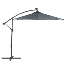 Parasol déporté gris graphite avec éclairage LED 285 cm CORVAL