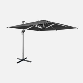 Parasol déporté haut de gamme carré 3x3m   PYLA Gris anthracite   Toile Sunbrella  fabriquée en France par Dickson. structure en