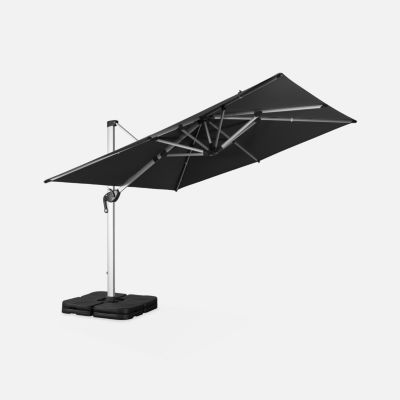 Parasol déporté haut de gamme carré 3x3m   PYLA Gris anthracite   Toile Sunbrella  fabriquée en France par Dickson. structure en