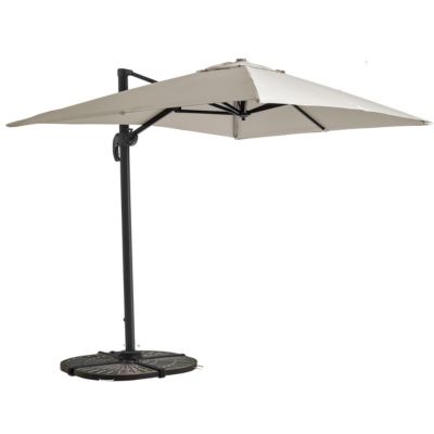 Parasol déporté inclinable et rotatif 2x3 m et 4 dalles lestées blanc  Oviala