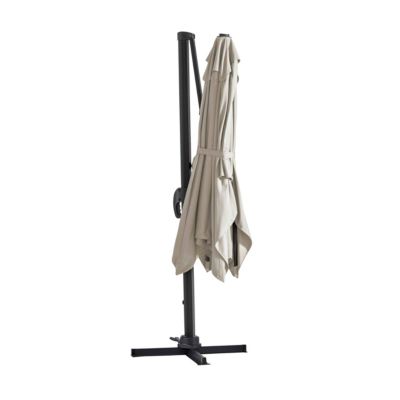 Parasol déporté inclinable et rotatif 2x3 m et 4 dalles lestées blanc  Oviala