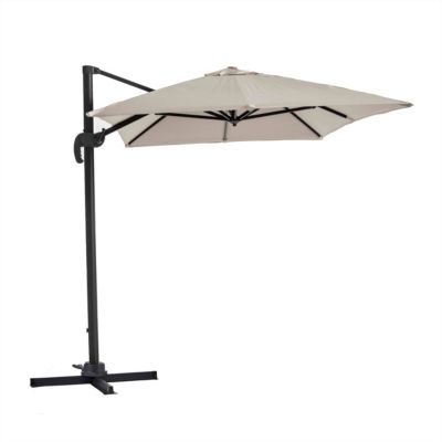 Parasol déporté inclinable et rotatif 2x3 m et 4 dalles lestées blanc  Oviala