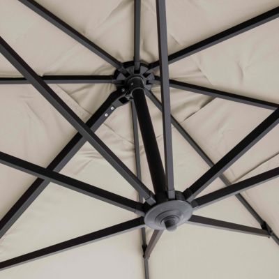Parasol déporté inclinable et rotatif 2x3 m et 4 dalles lestées blanc  Oviala