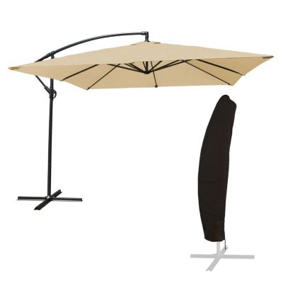 Parasol déporté MOLOKAI carré 2,7x2,7m beige + housse - Happy Garden