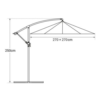 Parasol déporté MOLOKAI carré 2,7x2,7m gris - Happy Garden