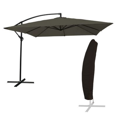 Parasol déporté MOLOKAI carré 2,7x2,7m gris + housse - Happy Garden