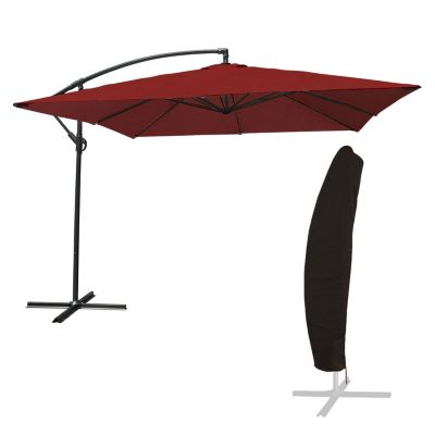 Parasol déporté MOLOKAI carré 2,7x2,7m rouge + housse - Happy Garden