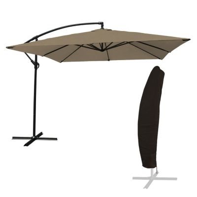 Parasol déporté MOLOKAI carré 2,7x2,7m taupe + housse - Happy Garden