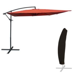Parasol déporté MOLOKAI carré 2,7x2,7m terracotta + housse - HAPPY GARDEN