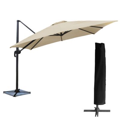 Parasol déporté MOLOKAI carré 3x3m beige + housse - HAPPY GARDEN