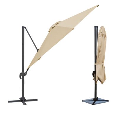 Parasol déporté MOLOKAI carré 3x3m beige + housse - HAPPY GARDEN