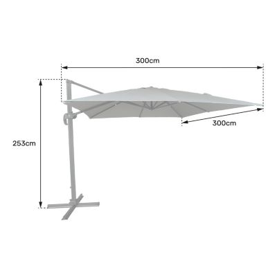 Parasol déporté MOLOKAI carré 3x3m beige + housse - HAPPY GARDEN