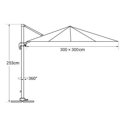 Parasol déporté MOLOKAI carré 3x3m blanc + housse - Happy Garden