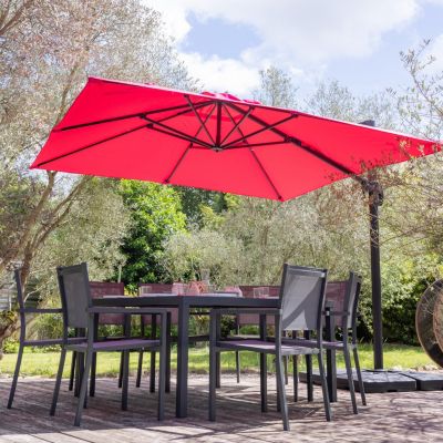 Parasol déporté MOLOKAI carré 3x3m fuchsia + housse - HAPPY GARDEN