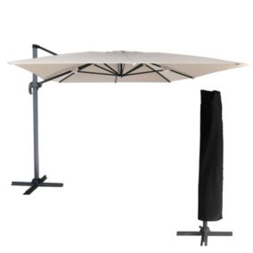 Parasol déporté MOLOKAI rectangulaire 3x4m beige + housse - HAPPY GARDEN
