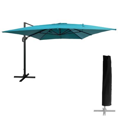 Parasol déporté MOLOKAI rectangulaire 3x4m bleu + housse - HAPPY GARDEN