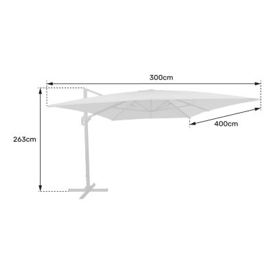 Parasol déporté MOLOKAI rectangulaire 3x4m gris + housse - Happy Garden