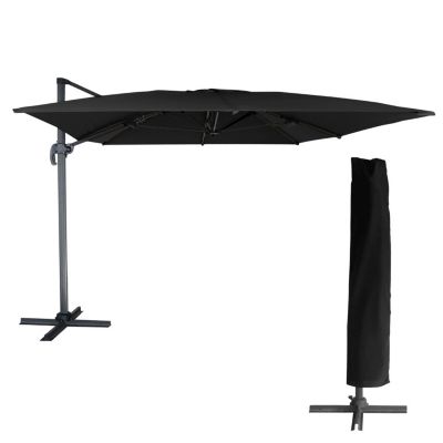 Parasol déporté MOLOKAI rectangulaire 3x4m noir + housse - Happy Garden