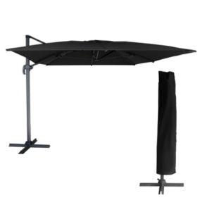 Parasol déporté MOLOKAI rectangulaire 3x4m noir + housse - HAPPY GARDEN