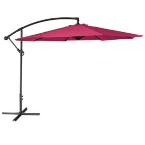 Parasol déporté OAHU rond 3m de diamètre fuchsia - HAPPY GARDEN