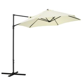 Parasol déporté octogonal dia. 256 cm mât en acier tissu haute densité beige