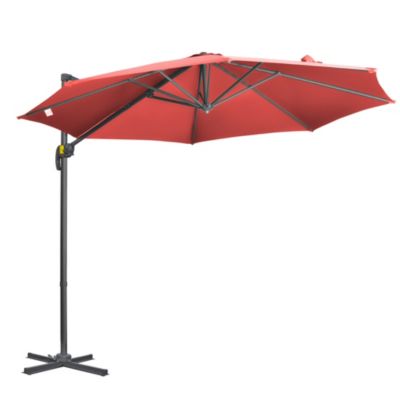 Parasol déporté octogonal inclinable manivelle avec pied en acier dia. 2,94 x 2,48H m