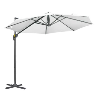 Parasol déporté octogonal inclinable manivelle avec pied en acier dia. 2,94 x 2,48H m