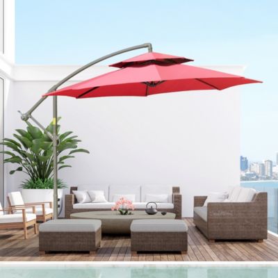 Parasol déporté octogonal inclinable manivelle dia. 2,65 x 2,45H m acier époxy polyester