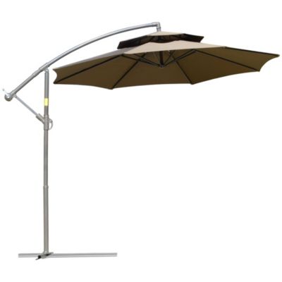 Parasol déporté octogonal inclinable manivelle dia. 2,65 x 2,45H m acier époxy polyester