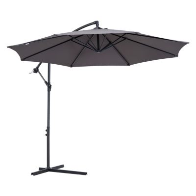 Parasol déporté octogonal inclinable manivelle pied acier dia. 3 x 2,5H m