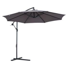 Parasol déporté octogonal inclinable manivelle pied acier dia. 3 x 2,5H m