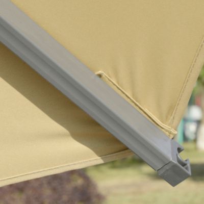 Parasol déporté octogonal inclinable pivotant manivelle dim. 3L x 3l x 2,5H m alu. acier époxy polyester kaki