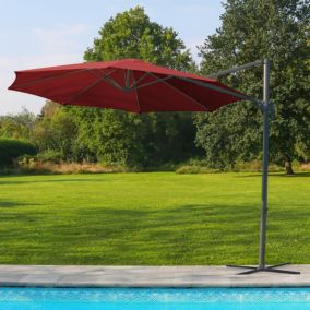 Parasol Déporté Octogonal Rouge en Aluminium