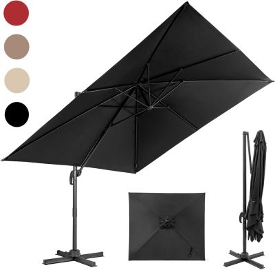 Parasol Déporté Rectangulaire 3x3M, Parasol de Jardin Exterieur Inclinable et Rotative 360degrés par Pédale (Noir)
