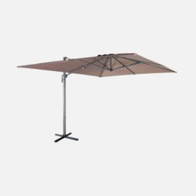 Parasol déporté rectangulaire 3x4m   Antibes   taupe   parasol déporté. inclinable. rabattable et rotatif à 360