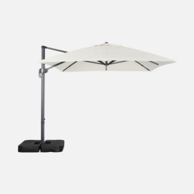 Parasol déporté rectangulaire 3x4m + dalles à lester 50x50cm écru ...