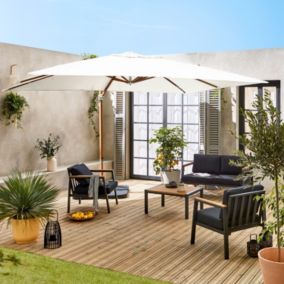 Parasol déporté rectangulaire  3x4m - Wimereux - Ecru - Parasol excentré inclinable dans 5 positions. rotatif à 360.