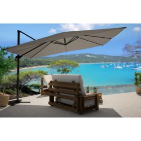 Parasol déporté rectangulaire de 3x4m rotatif à 360 degrés  gris CESARE