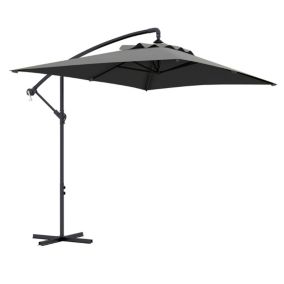 Parasol déporté rectangulaire dim. 294L x 193l x 250H cm pied en croix gris