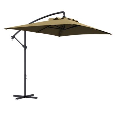 Parasol déporté rectangulaire dim. 294L x 193l x 250H cm pied en croix kaki