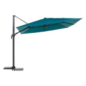 Parasol déporté rectangulaire "Melhia" bleu canard 4x3m - Bleu canard / Graphite - Hespéride
