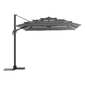 Parasol déporté rectangulaire multi-toile "Melhia" anthracite 4 x 3m - Anthracite - Hespéride