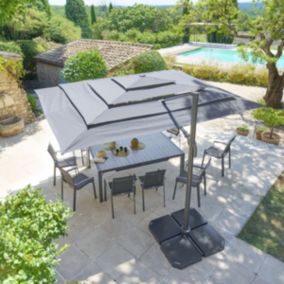 Parasol déporté rectangulaire multi-toile "Melhia" anthracite 4 x 3m - Hespéride