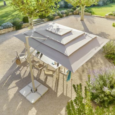 Parasol déporté rectangulaire multi-toile "Melhia" lin 4 x 3m en aluminium acier et oléfine - Hespéride