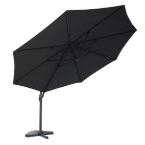 Parasol déporté rond diamètre 350cm rotatif à 360 degrés gris CASTILLO