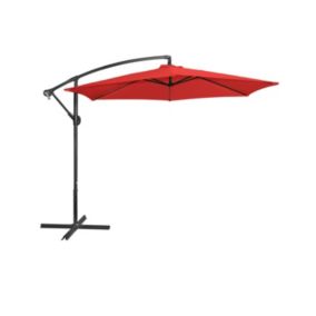 Parasol déporté rond rouge diamètre 300cm