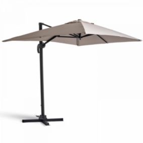 Parasol déporté rotatif 2x3m en aluminium taupe  Oviala