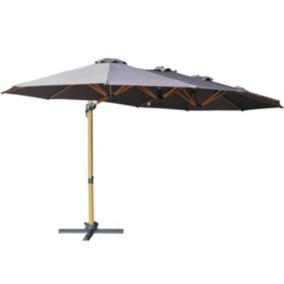 Parasol déporté rotatif 3 têtes (4,5 x 2,65 m) + housse gris  Oviala